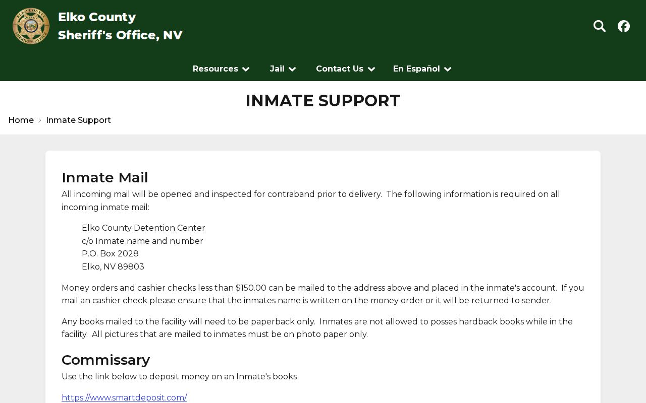 Elko County inmate information related to arrest booking records