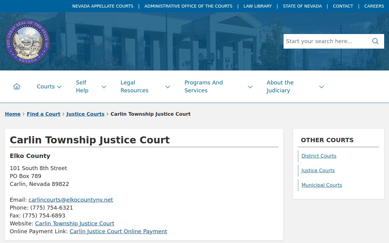 Carlin criminal records justice and municipal court contact