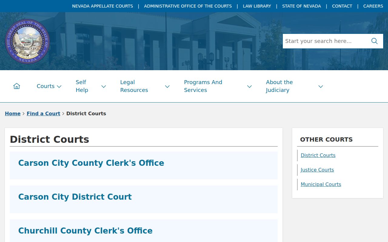 Nevada court directory for Elko County criminal court cases