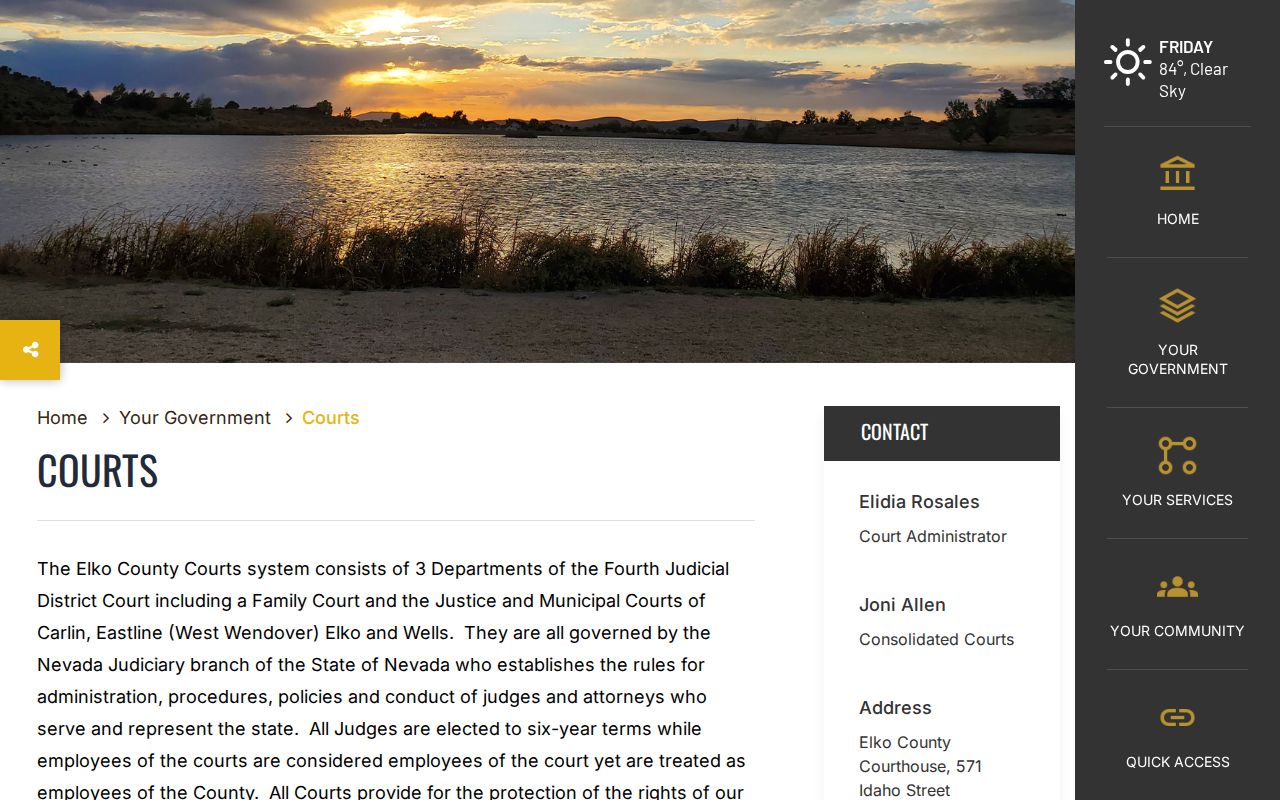 Elko County criminal history court directory