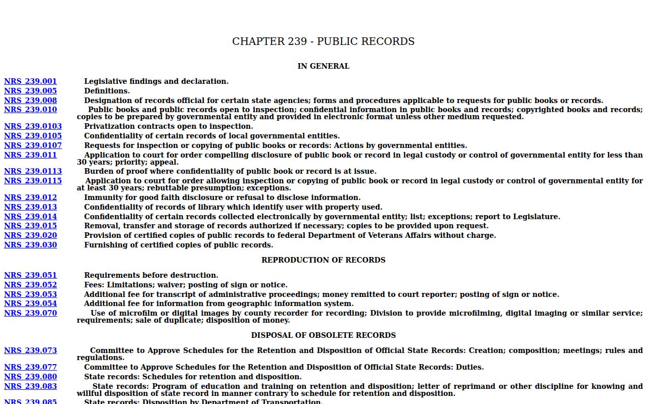 Elko County criminal records Nevada Public Records Act