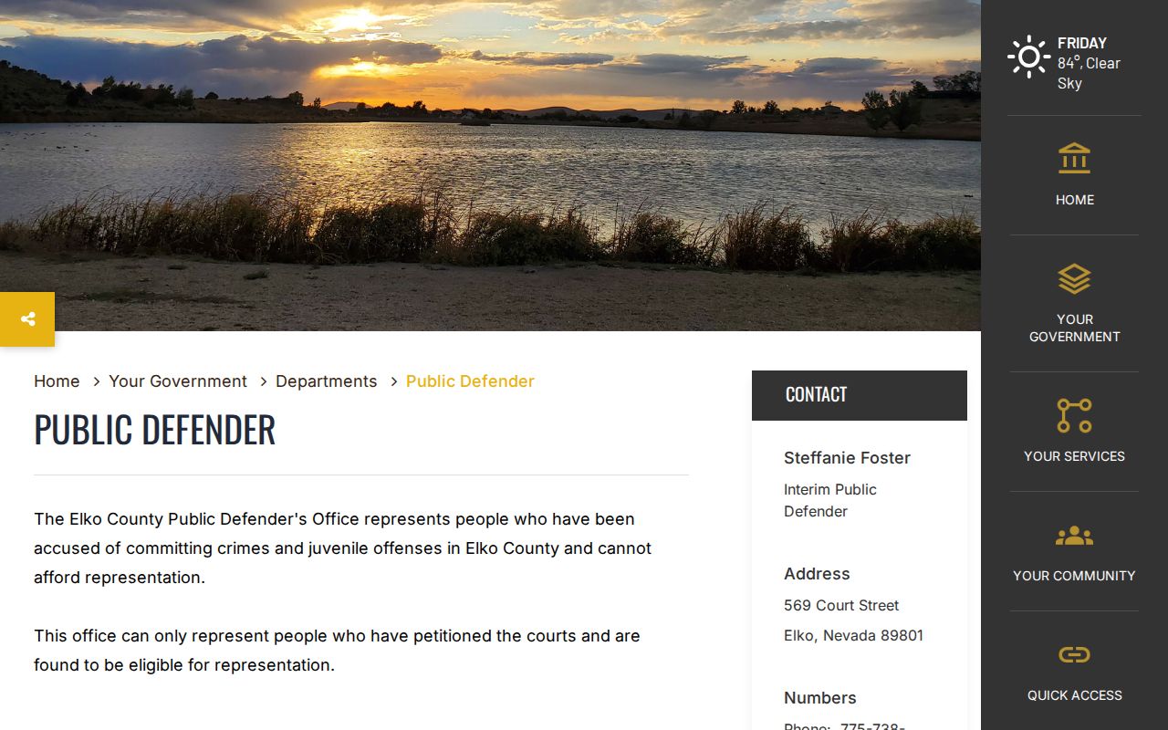 Elko County criminal history Public Defender office