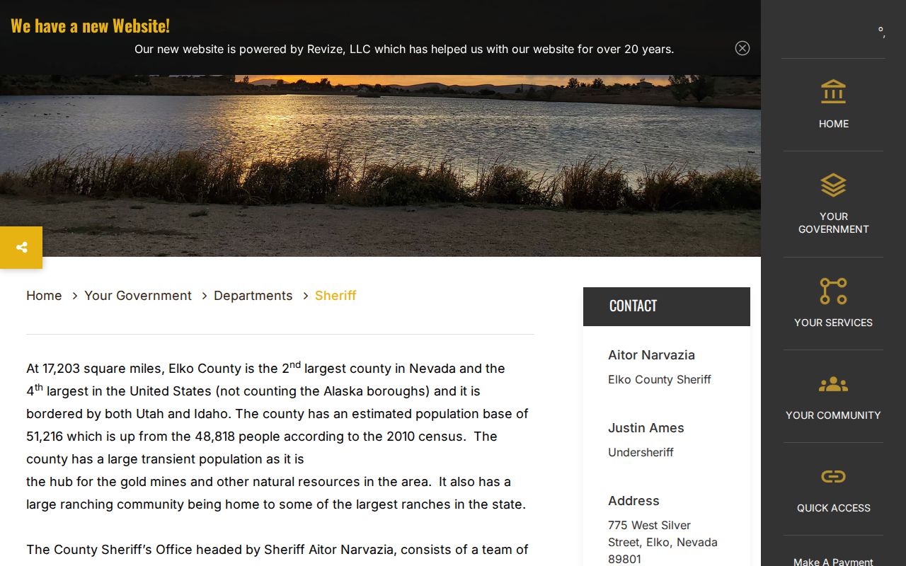 Elko County criminal records sheriff and detention center