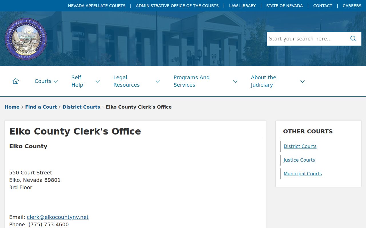 Elko County criminal history District Court clerk record