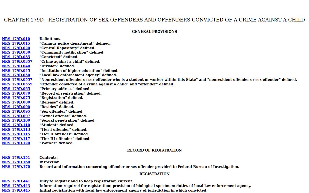 Elko County sex offender registration tier law