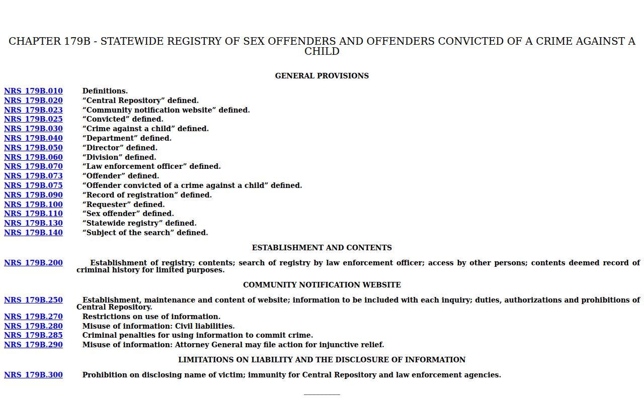 Elko County sex offender records publication law
